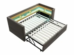 Hot Hauss Spole Cama infantil 90/180x190 cm en franela, cama nido tipo sofá con LED y USB, sin colchón Gris