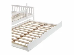 Hot Cama infantil 120x200cm cama casa estilo juego función nido madera para habitación infantil (Sin colchón) Blanco