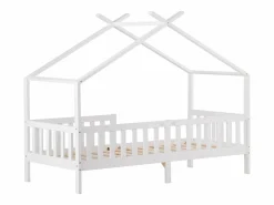 Cama infantil 90x200cm cama casita estilo moderno barreras de seguridad gran capacidad madera habitación (Sin colchón)