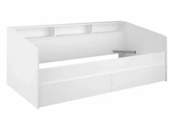 Best Cama Juvenil Style Blanca con cajones y estantes 80x203x113cm Cama Diván