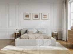 Maison Céphy Cama king size con almacenaje de 180 x 200 cm en pana color - LIRABA de