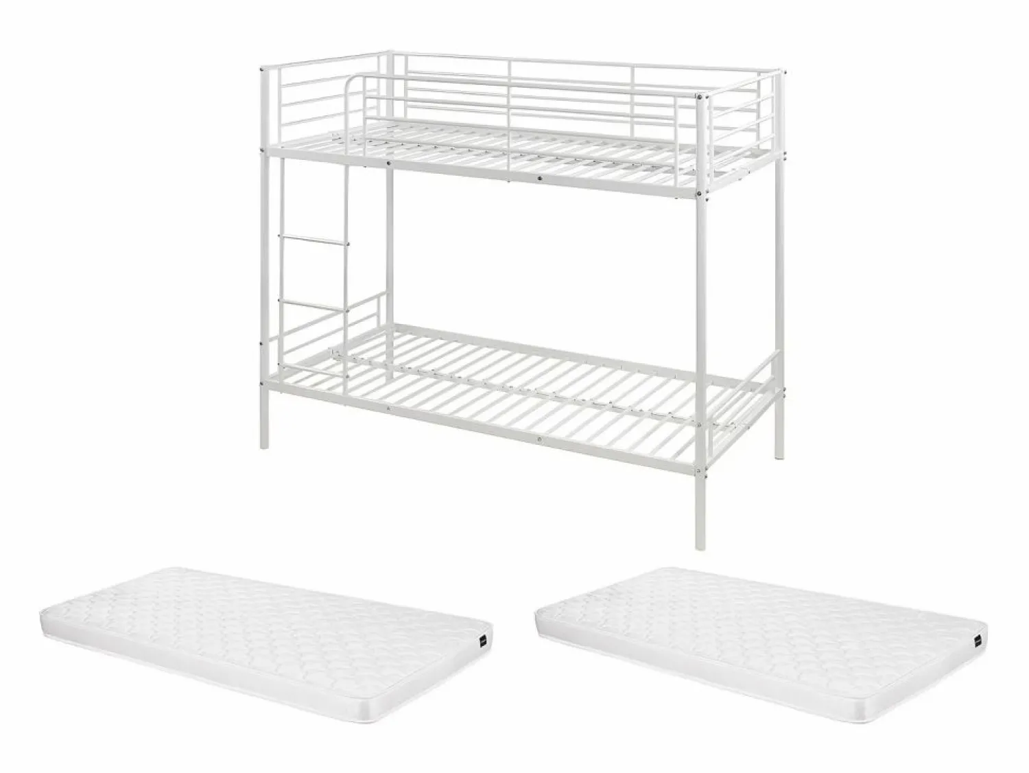 Sale Vente-unique Cama litera 2 x 90 x 190 cm metal con somieres y colchón. DUOTIS II Blanco