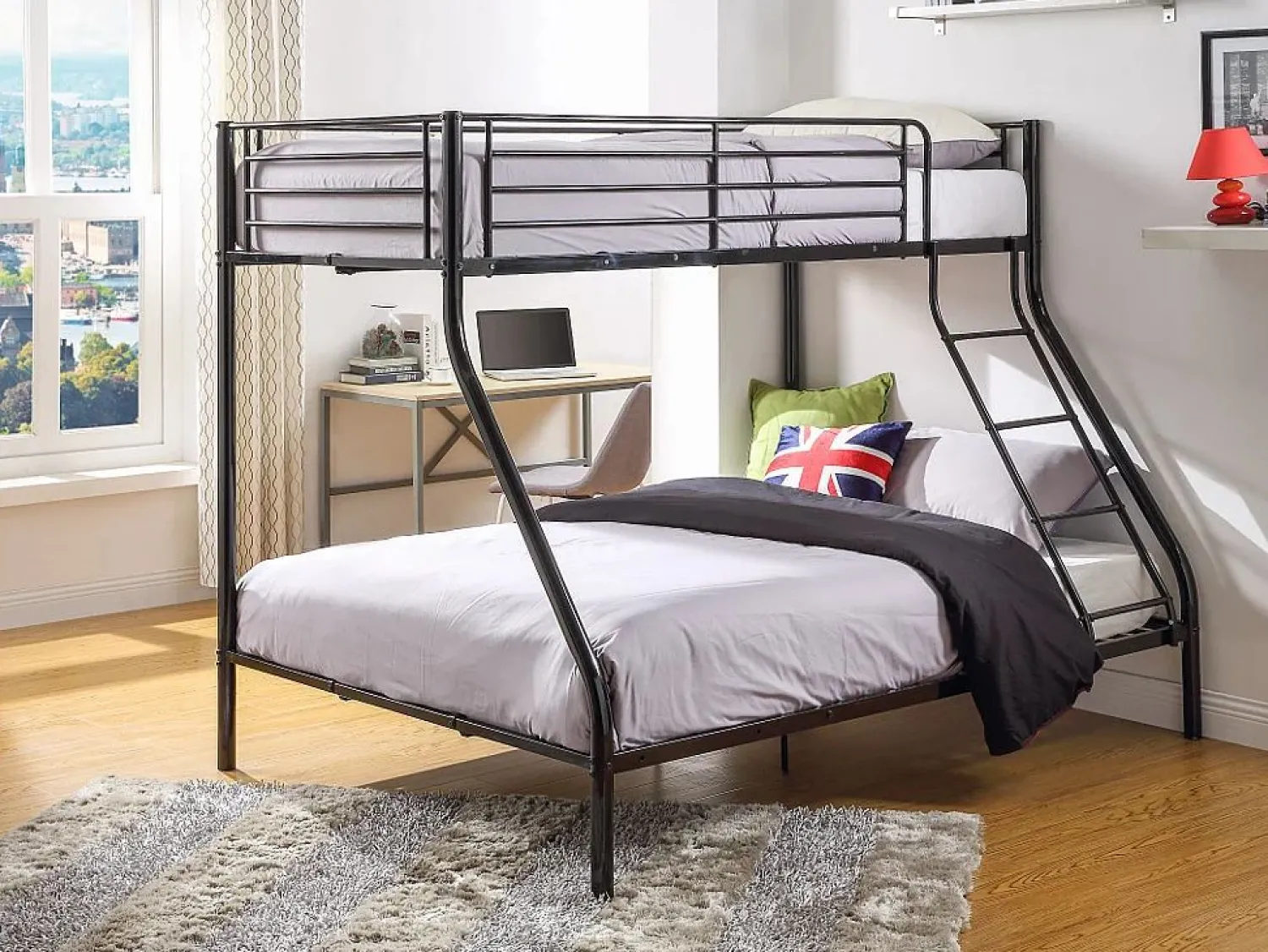 Best Vente-unique Cama litera ELEVATIO II - 90x190 cm y 140x190cm - Plata Plateado