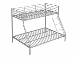 Best Vente-unique Cama litera ELEVATIO II - 90x190 cm y 140x190cm - Plata Plateado