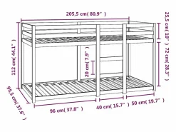 Clearance vidaxl Cama litera sin colchón madera maciza de pino 90x200 cm Color natural claro