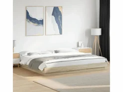 Outlet Cama matrimonial- 200x200 cm madera de ingeniería roble Sonoma ES909910 Marru00f3n