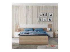 Cama matrimonio c/4 cajones inferior Color Roble Canadian 37x156x196 cm