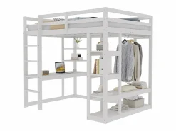 Best Cama mezzanine infantil 140x200cm - con escalera - con mesa - con perchero simple - (sin colchón) Cama Alta