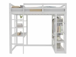 Best Cama mezzanine infantil 140x200cm - con escalera - con mesa - con perchero simple - (sin colchón) Cama Alta