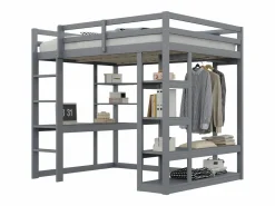 Outlet Cama mezzanine infantil 140x200cm - con escalera - con mesa - con perchero simple - (sin colchón) Cama Alta|Cama Con Almacenaje