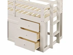 Cama mezzanine infantil 90x200 cm - con tobogán - 3 cajones - (sin colchón) Cama Alta|Cama Infantil