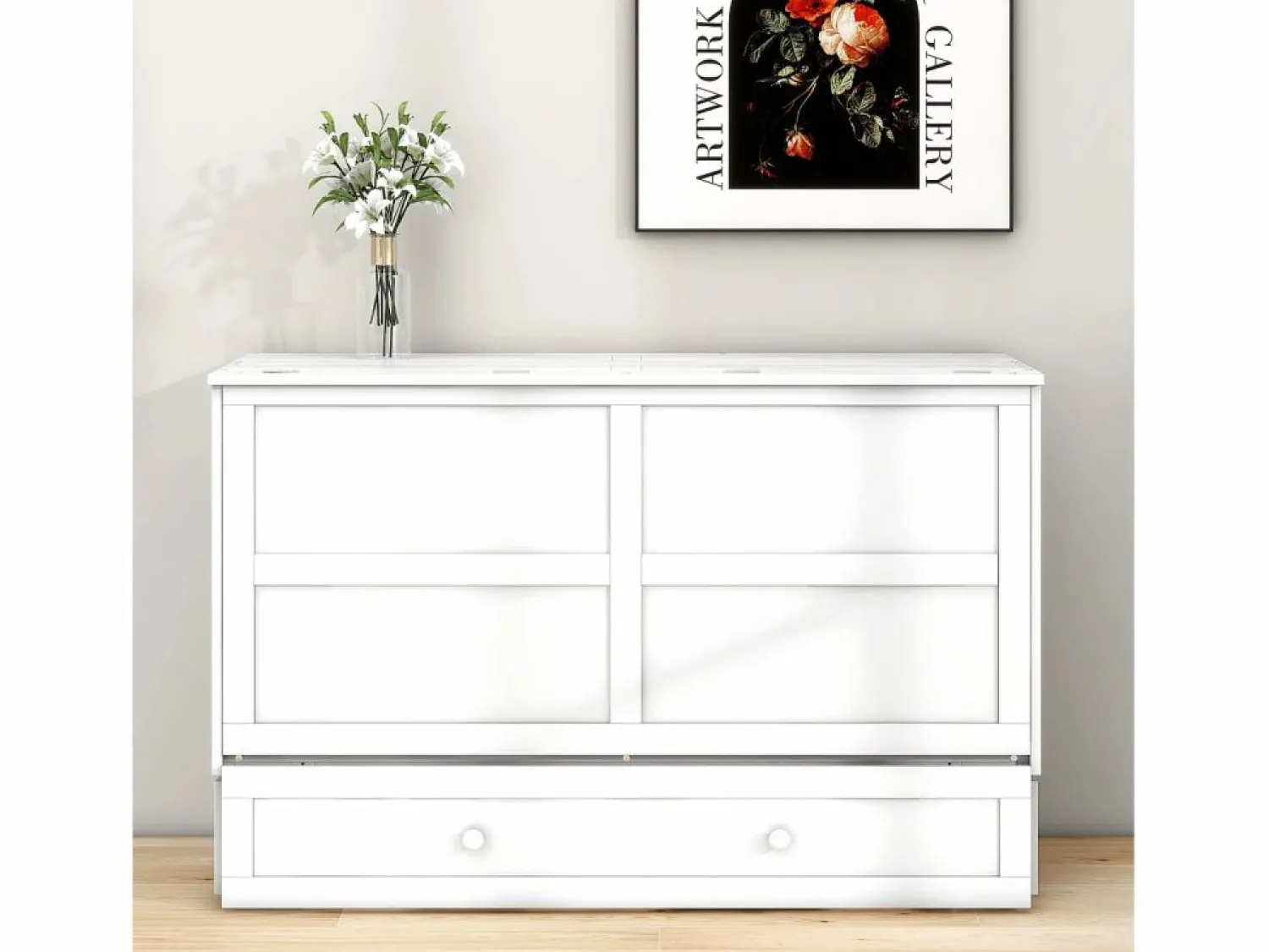 ModernLuxe Cama multifuncional retráctil 140x200 cm de madera maciza - con cajón y soporte en el cabecero -