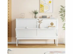 Cama Murphy de 140x200 cm, cama abatible vertical con somier de láminas, ideal para jóvenes - Blanca