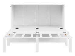 Cama Murphy de 140x200 cm, cama abatible vertical con somier de láminas, ideal para jóvenes - Blanca
