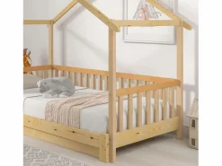 ModernLuxe Cama nido - cama cabina para niños 90(180)x200cm en madera maciza - Natural