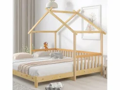 ModernLuxe Cama nido - cama cabina para niños 90(180)x200cm en madera maciza - Natural