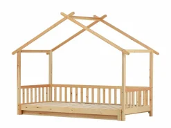 ModernLuxe Cama nido - cama cabina para niños 90(180)x200cm en madera maciza - Natural