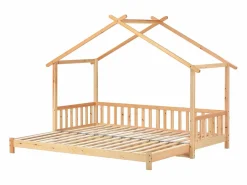 ModernLuxe Cama nido - cama cabina para niños 90(180)x200cm en madera maciza - Natural