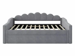 Outlet ModernLuxe Cama nido 140×200 cm - con tira LED luminosa - con somier de láminas - MDF+lino - Gris