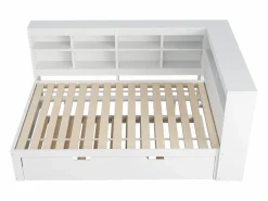 Outlet Merax Cama nido 140 x 200 cm + 90 x 190 cm con puerto USB y almacenaje - madera maciza - Blanco