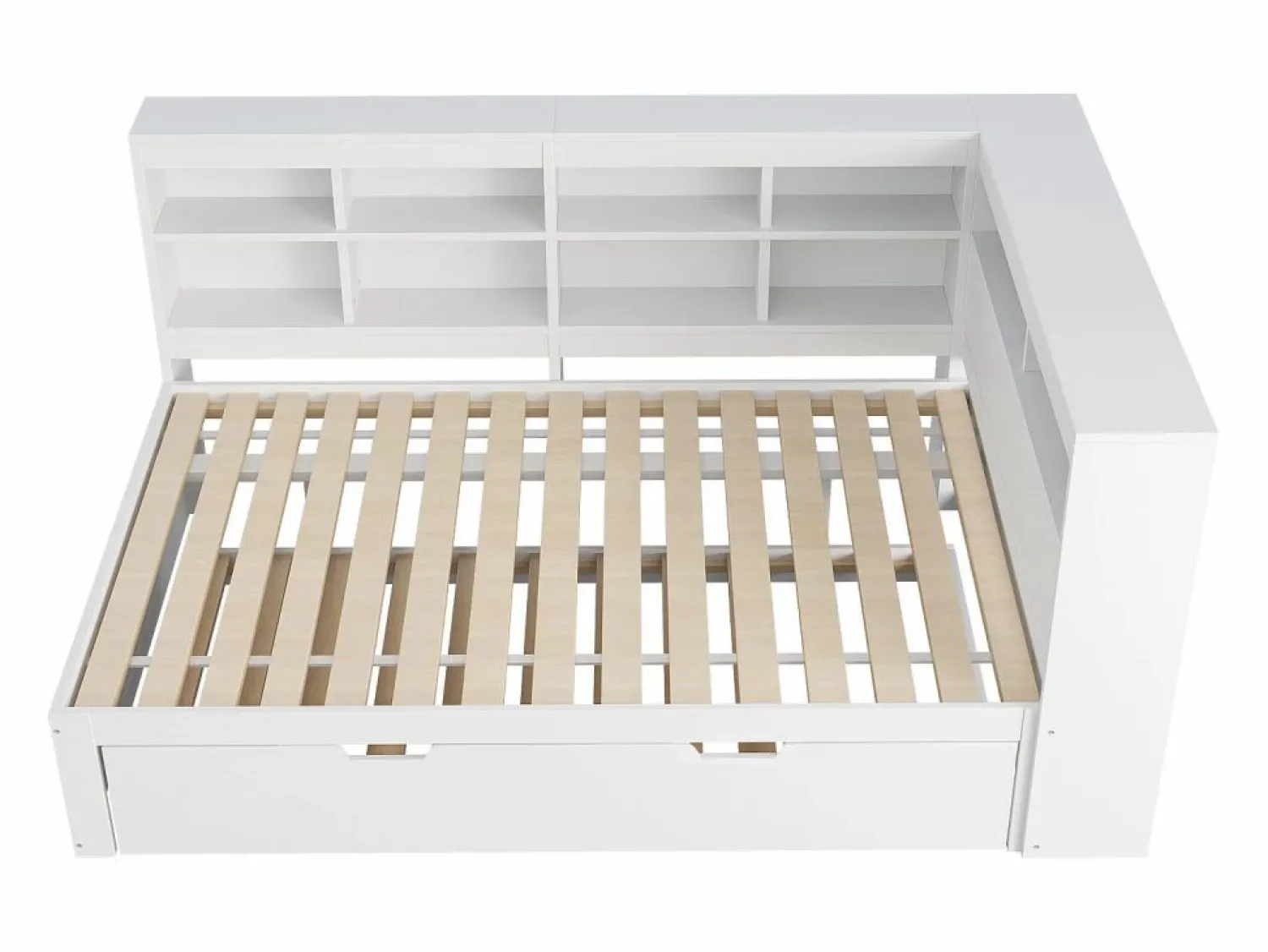 Outlet Merax Cama nido 140 x 200 cm + 90 x 190 cm con puerto USB y almacenaje - madera maciza - Blanco