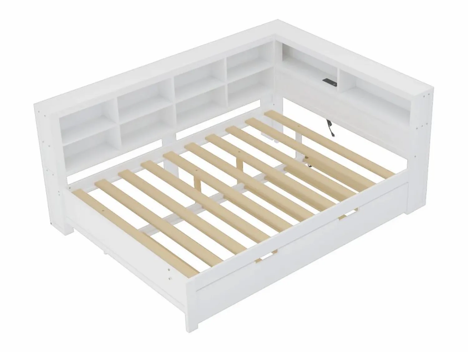 Outlet Merax Cama nido 140 x 200 cm + 90 x 190 cm con puerto USB y almacenaje - madera maciza - Blanco