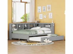 Sale Cama nido 140 x 200 cm + 90 x 190 cm con toma USB y almacenaje - madera maciza - Cama Nido