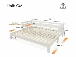 Merax Cama nido 90 x 190 cm - madera maciza - estructura enrollable - estampado de corazones -