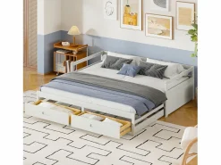 Merax Cama nido 90 x 200 cm con 2 cajones - Madera de pino - somier de láminas -