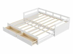 Merax Cama nido 90 x 200 cm con 2 cajones - Madera de pino - somier de láminas -