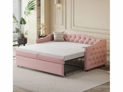 Online Cama nido 90 x 200 cm con tomas USB, sofá cama - Tela de lino - Somier de láminas - (sin colchón) Cama Nido