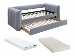 Sale Cama nido 90 x 190 cm de tela y en color + colchón - SAHONA Cama Diván|Cama Nido