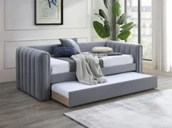 Sale Vente-unique Cama nido 90 x 190 cm de tela y en color - SAHONA Gris