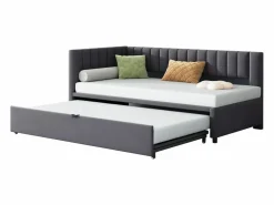 Best Merax Cama nido 90/180 x 200 cm en forma de L, Sofá cama - Terciopelo - Somier de láminas - (sin colchón) Gris