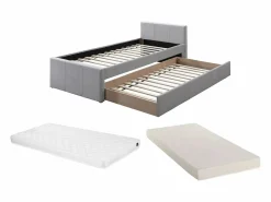 Discount Vente-unique Cama nido 90 x 190 cm tela + colchón - DORITALO Gris