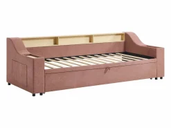 Vente-unique Cama nido 2 x 80 x 200 cm con almacenamiento y puerto USB de tela - ORAVAYA