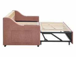 Vente-unique Cama nido 2 x 80 x 200 cm con almacenamiento y puerto USB de tela - ORAVAYA