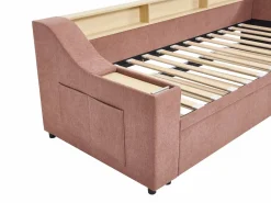 Vente-unique Cama nido 2 x 80 x 200 cm con almacenamiento y puerto USB de tela - ORAVAYA