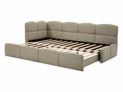 Vente-unique cama nido 2 x 80 x 200 cm con somier de láminas en tejido texturizado - PLURANIO