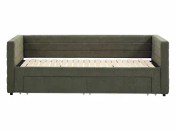 Hot Vente-unique Cama nido 2 x 80 x 200 cm con somier de lamas y cajones en tejido texturizado - CAMITY Verde