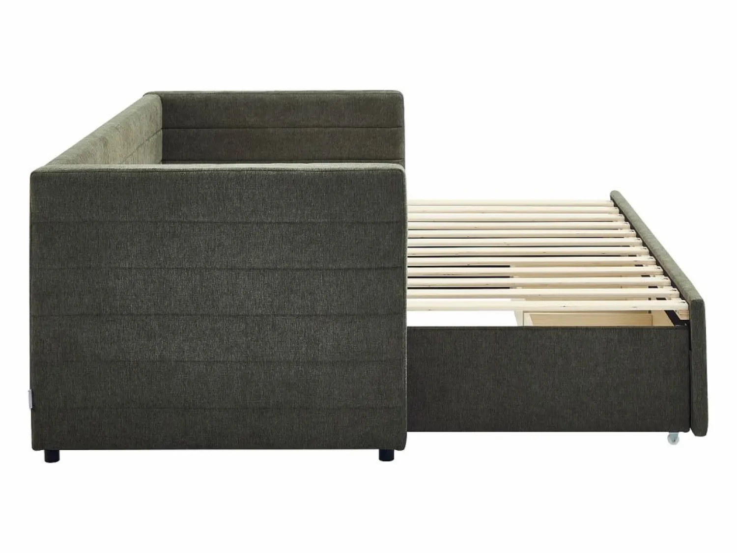 Hot Vente-unique Cama nido 2 x 80 x 200 cm con somier de lamas y cajones en tejido texturizado - CAMITY Verde