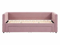 Discount Vente-unique Cama nido 2 x 80 x 200 cm con somier de lamas y cajones en tejido texturizado - CAMITY Rosa