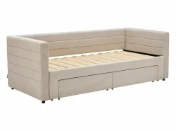 Clearance Vente-unique Cama nido 2 x 80 x 200 cm Con somier y cajones de tela texturizada - CAMITY Beige