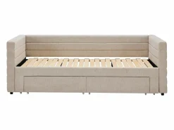 Clearance Vente-unique Cama nido 2 x 80 x 200 cm Con somier y cajones de tela texturizada - CAMITY Beige