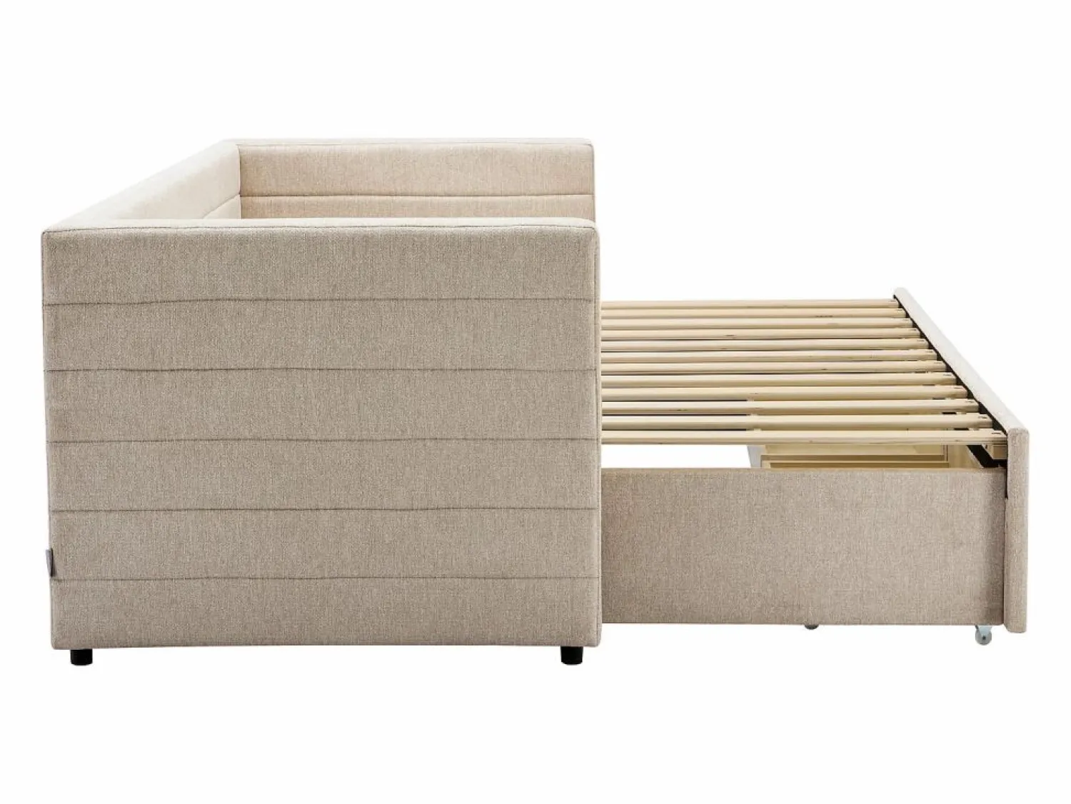 Clearance Vente-unique Cama nido 2 x 80 x 200 cm Con somier y cajones de tela texturizada - CAMITY Beige