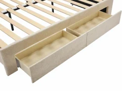 Clearance Vente-unique Cama nido 2 x 80 x 200 cm Con somier y cajones de tela texturizada - CAMITY Beige
