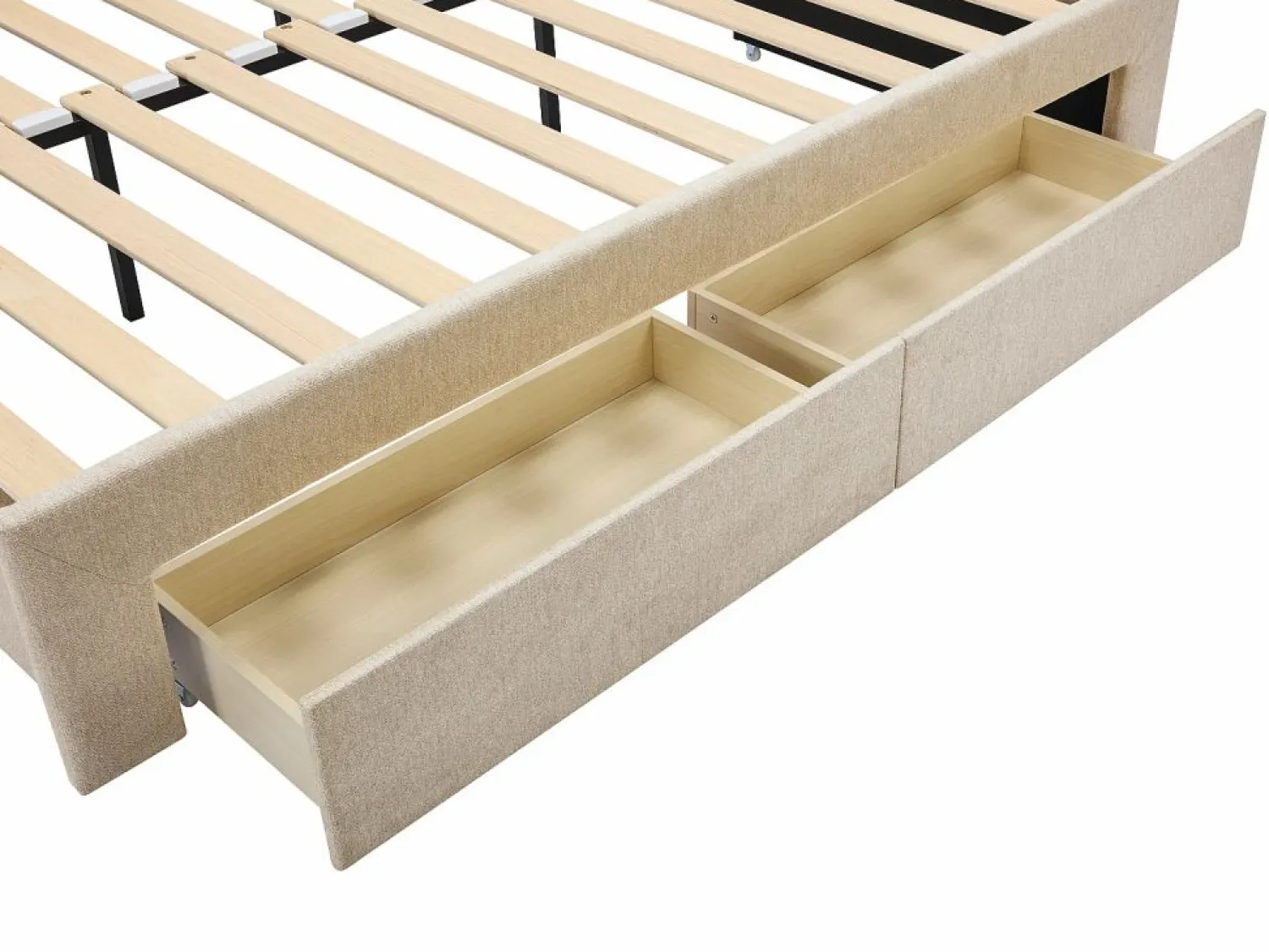 Clearance Vente-unique Cama nido 2 x 80 x 200 cm Con somier y cajones de tela texturizada - CAMITY Beige