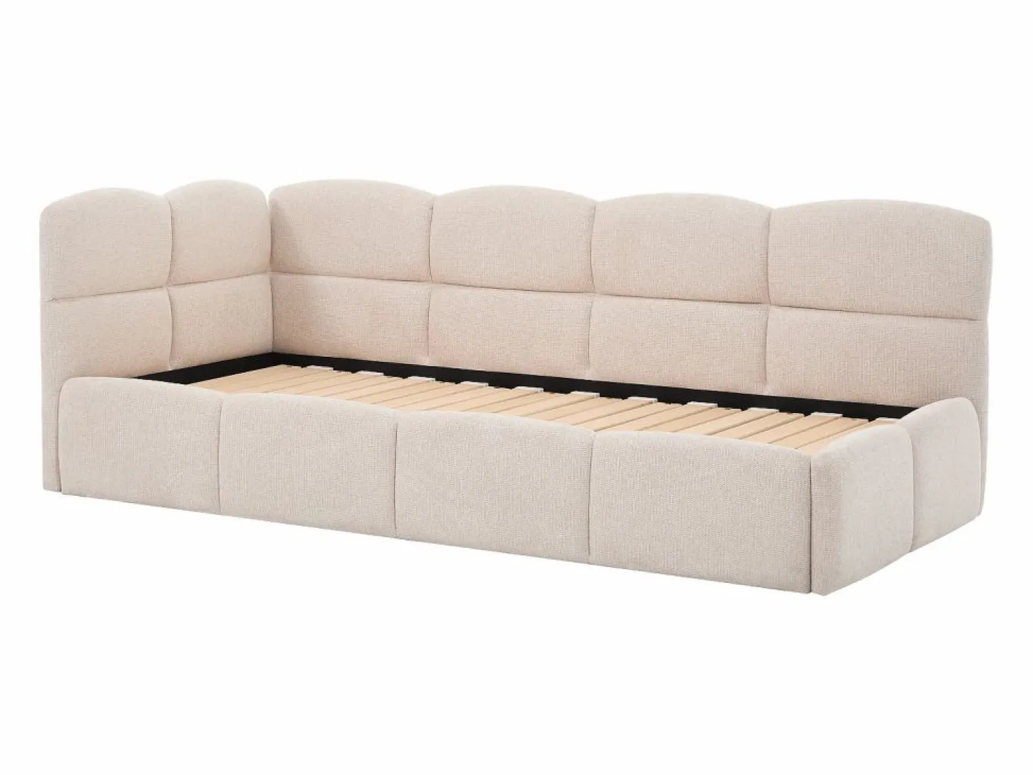 Best Vente-unique cama nido 2 x 80 x 200 cm con somier de lamas y tejido texturizado - PLURANIO Beige