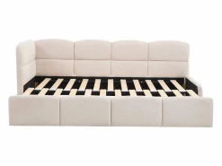 Best Vente-unique cama nido 2 x 80 x 200 cm con somier de lamas y tejido texturizado - PLURANIO Beige