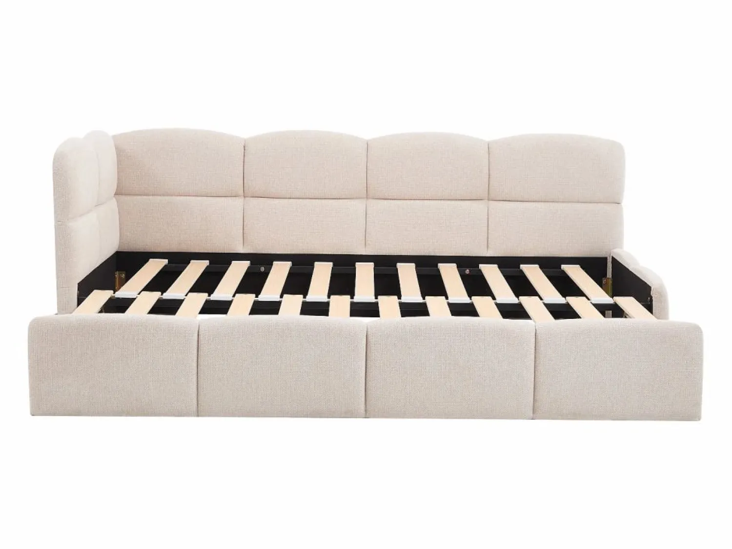 Best Vente-unique cama nido 2 x 80 x 200 cm con somier de lamas y tejido texturizado - PLURANIO Beige
